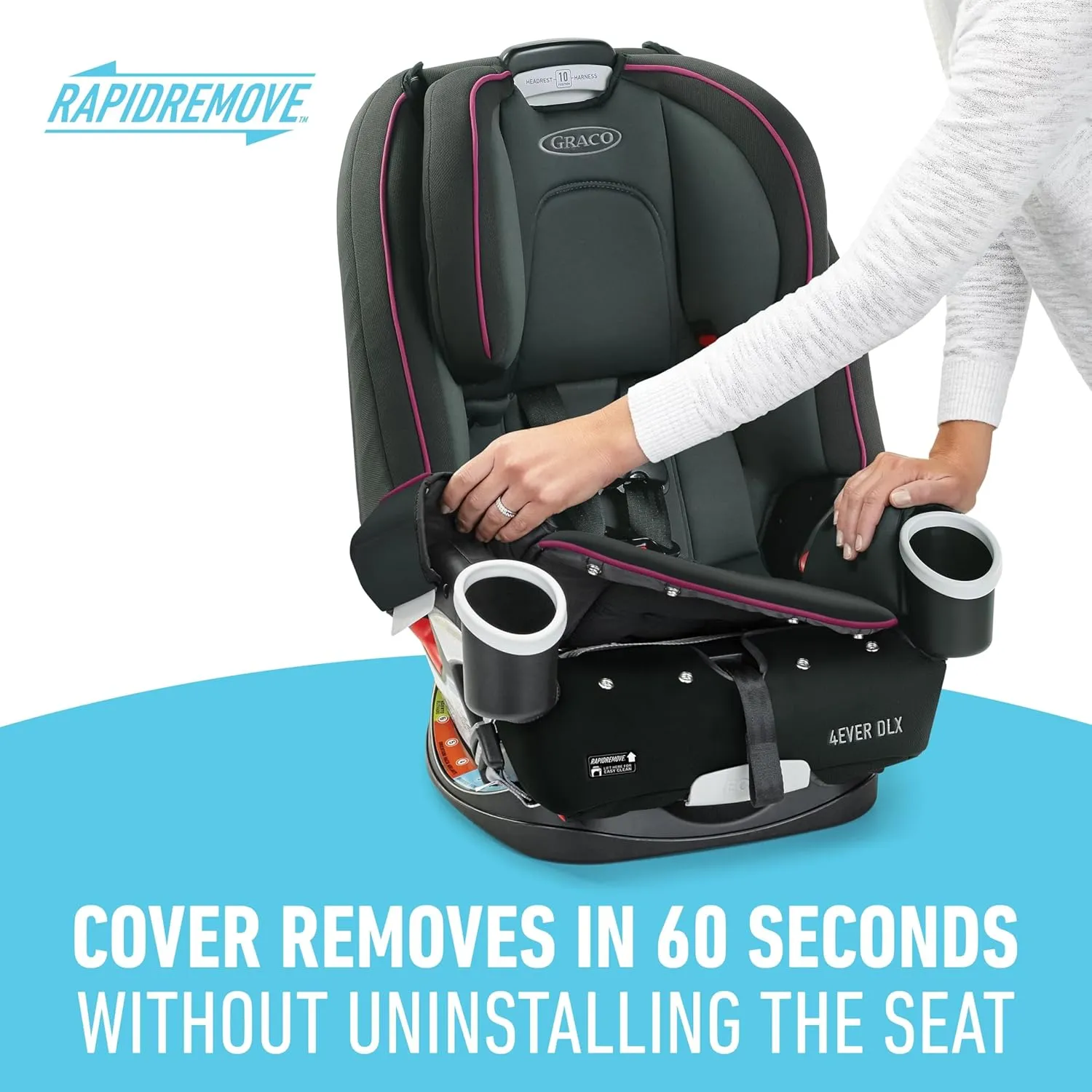 Graco 4Ever DLX 4-in-1 Car Seat, Pink | Infant to Toddler Car Seat, with 10 Years of Use | Rear-facing, Forward-facing and Booster Modes | Safe, Comfortable and Convenient