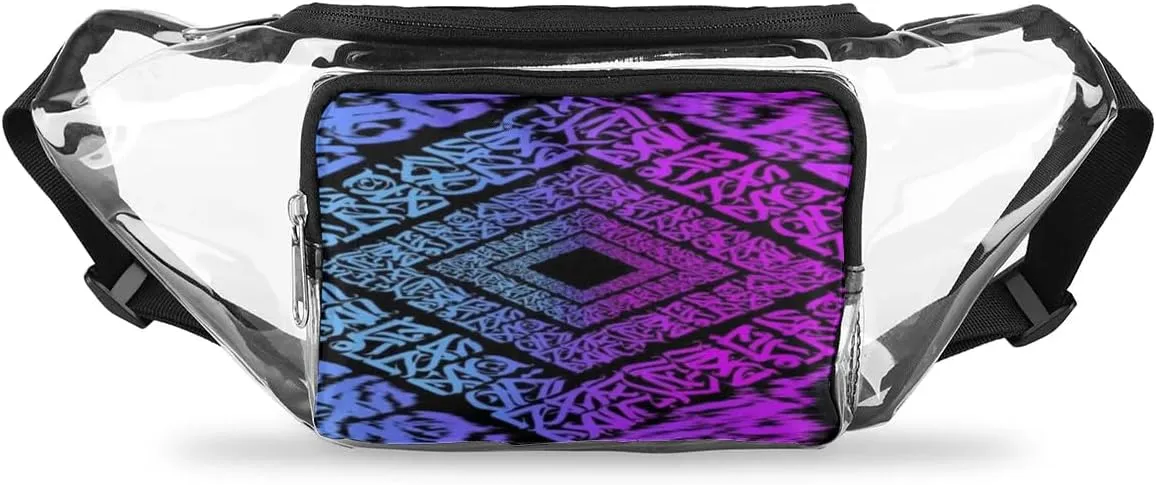 Gradient Geometric Shapes Clear Fanny Pack Stadium Approved Clear Crossbody Belt Bag for Women Men Transparent Waist Bag with Adjustable Strap for Concerts Sports Events Travel