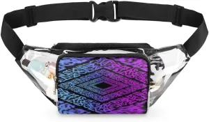Gradient Geometric Shapes Clear Fanny Pack Stadium Approved Clear Crossbody Belt Bag for Women Men Transparent Waist Bag with Adjustable Strap for Concerts Sports Events Travel