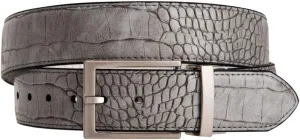 Greg Norman Men's Reversible Croco Print Leather Golf Belt Grey/White 40