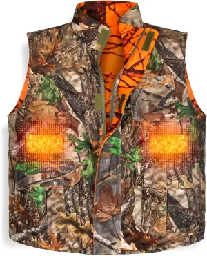 GUGULUZA Camo and Orange Reversible Heated Vest for Hunting, Lightweight Heating Game Safety Vest for Hiking