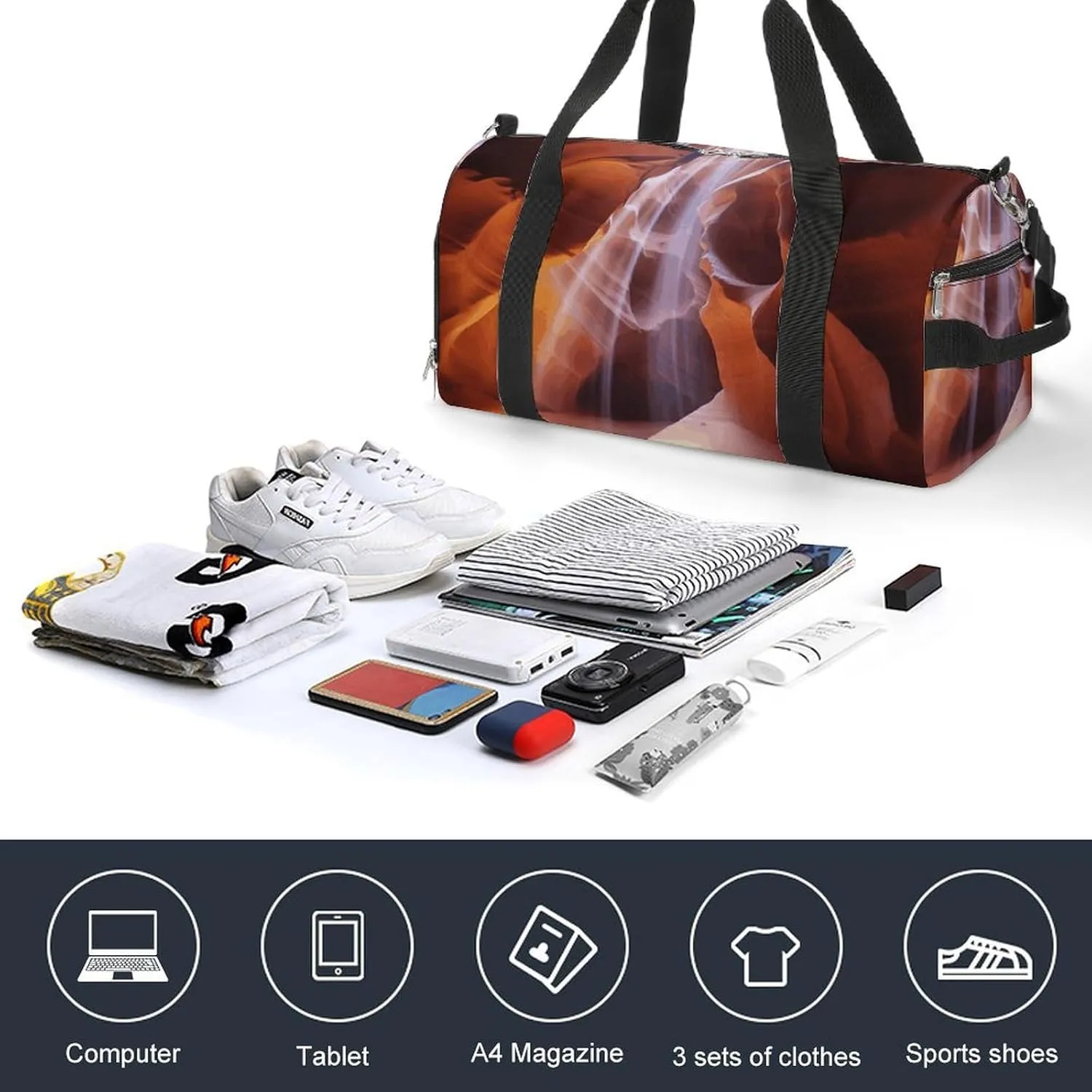 Gym Bag Antelope Canyon Duffel Bag for Men Women Travel Overnight Bag with Shoe Compartment Workout Bags