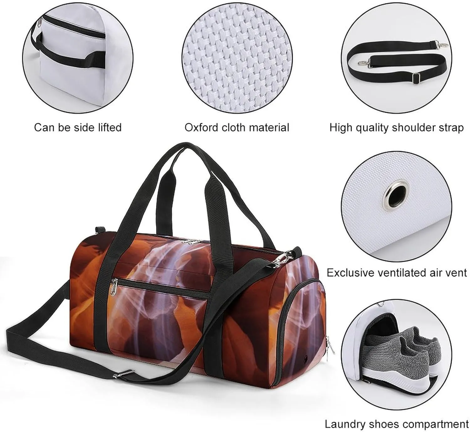 Gym Bag Antelope Canyon Duffel Bag for Men Women Travel Overnight Bag with Shoe Compartment Workout Bags