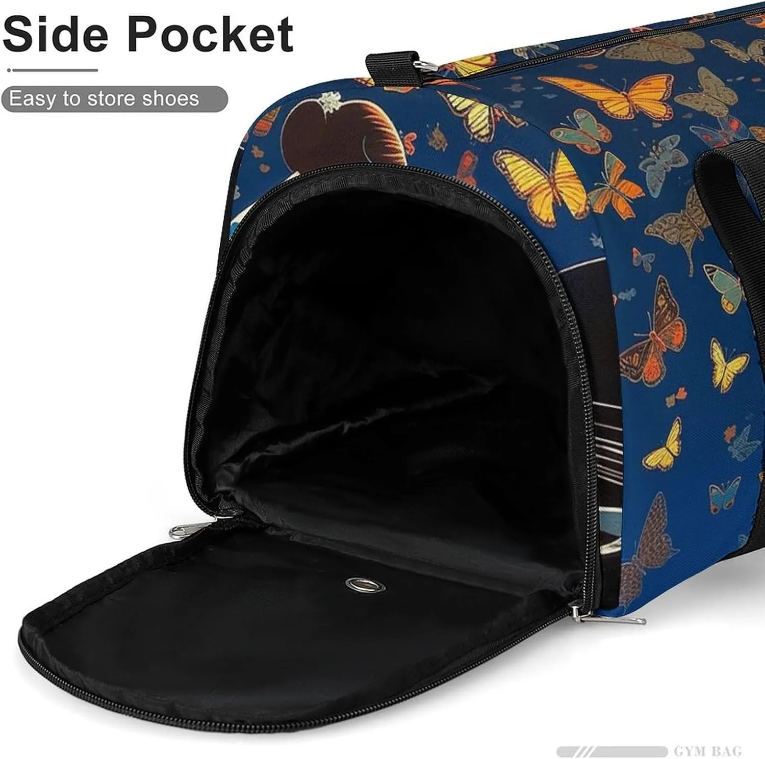 Gym Bag Butterflies Flying to Music Duffel Bag for Men Women Travel Overnight Bag with Shoe Compartment Workout Bags