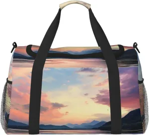 Gym Bag Calm sky Duffel Bag for Men Women Travel Overnight Bag with Shoe Compartment Workout Bags