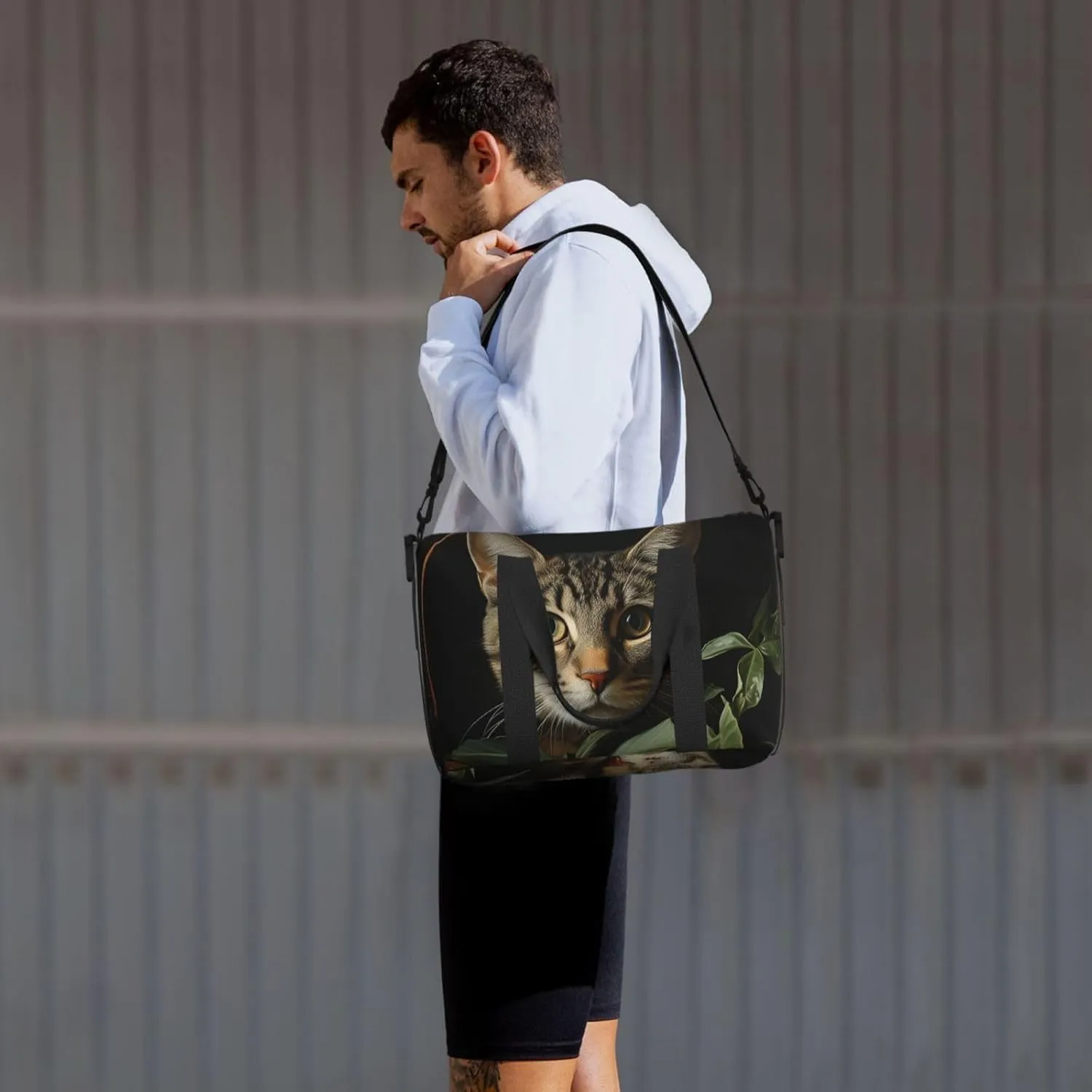 Gym Bag Cat in Bag Duffel Bag for Men Women Travel Overnight Bag with Shoe Compartment Workout Bags
