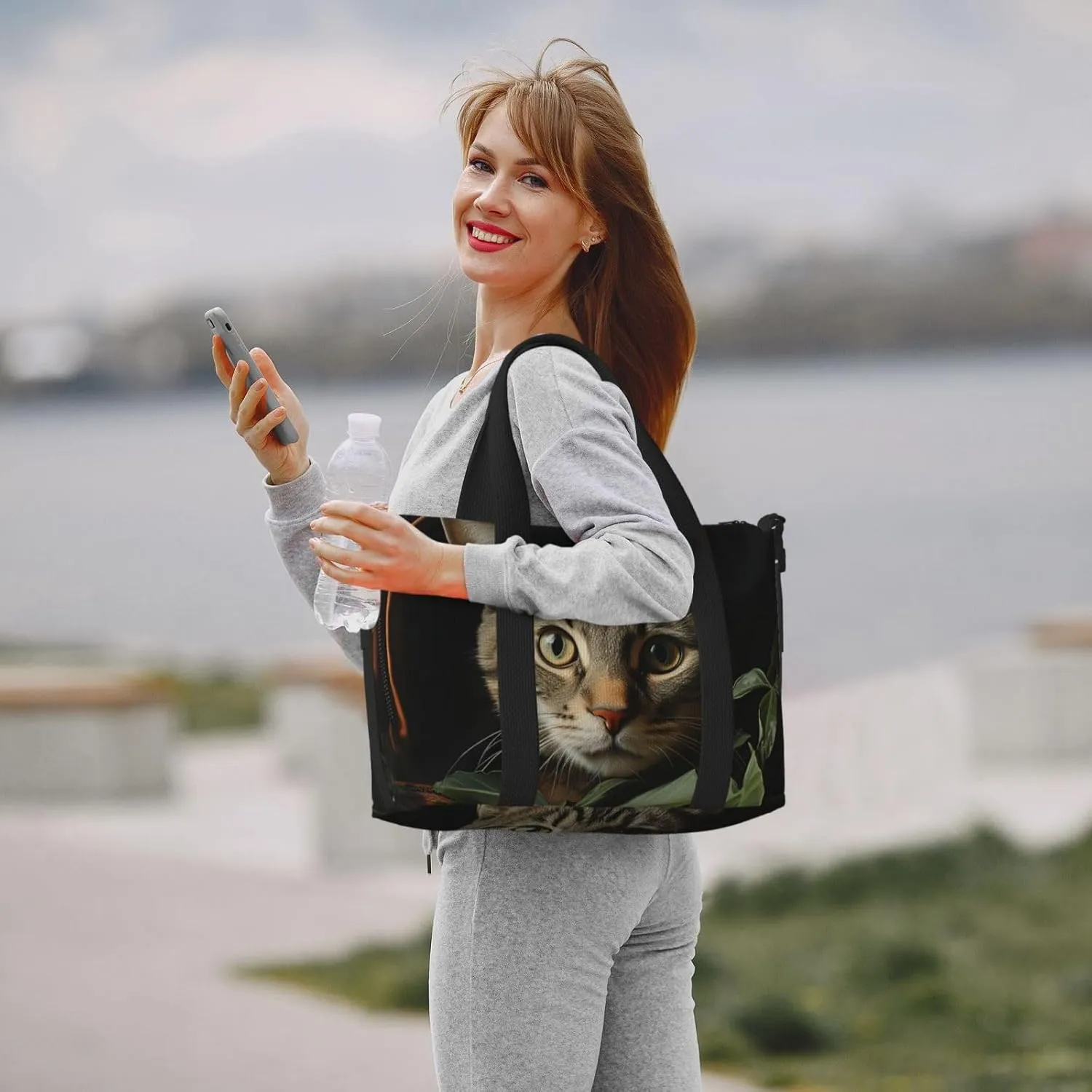 Gym Bag Cat in Bag Duffel Bag for Men Women Travel Overnight Bag with Shoe Compartment Workout Bags