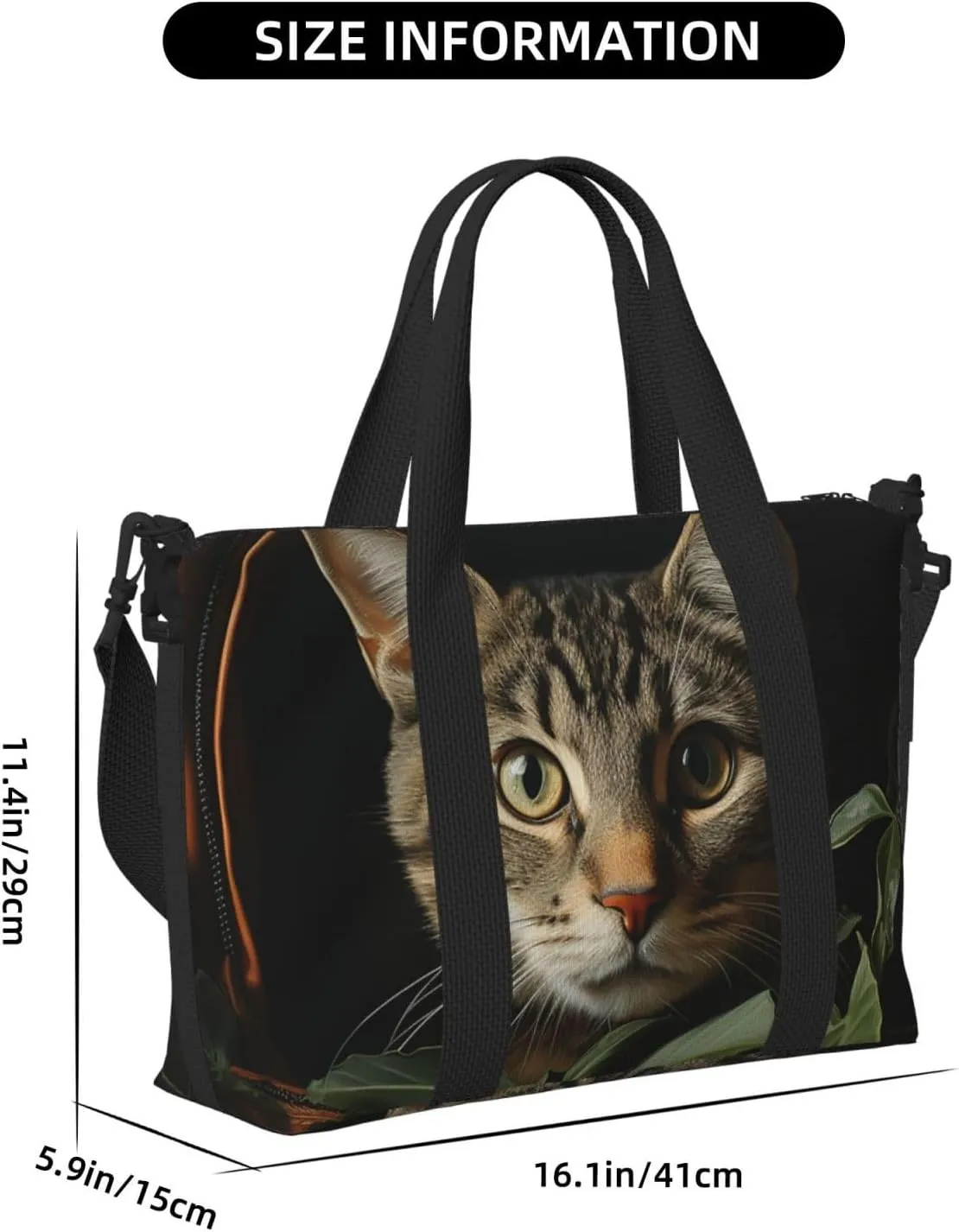 Gym Bag Cat in Bag Duffel Bag for Men Women Travel Overnight Bag with Shoe Compartment Workout Bags
