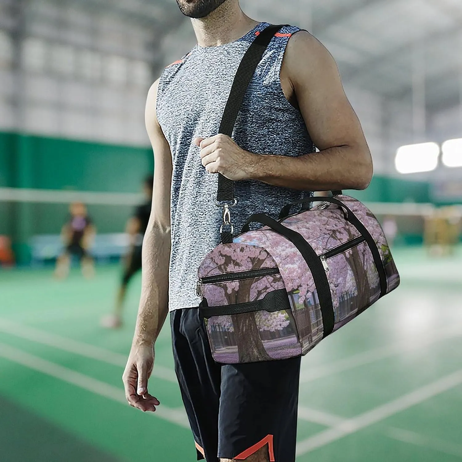 Gym Bag Cherry Blossom Duffel Bag for Men Women Travel Overnight Bag with Shoe Compartment Workout Bags