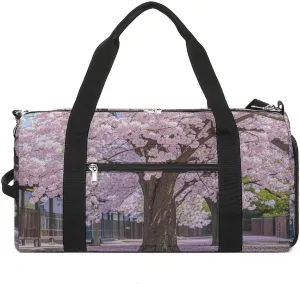 Gym Bag Cherry Blossom Duffel Bag for Men Women Travel Overnight Bag with Shoe Compartment Workout Bags