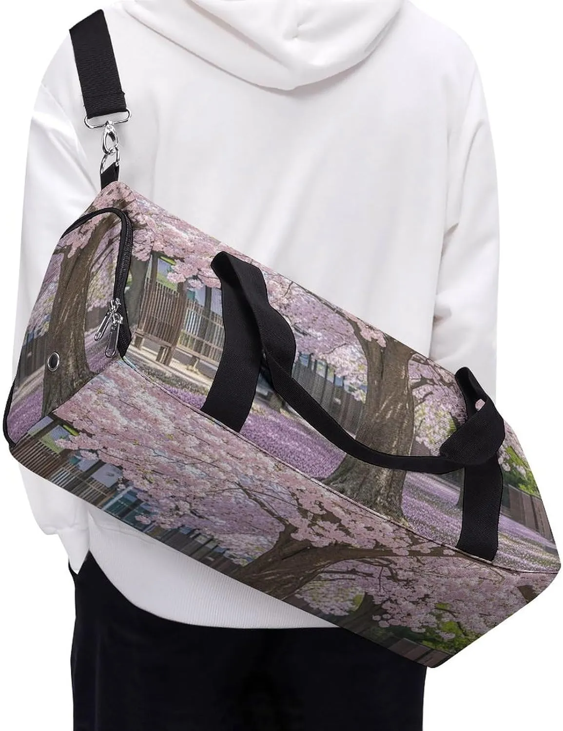 Gym Bag Cherry Blossom Duffel Bag for Men Women Travel Overnight Bag with Shoe Compartment Workout Bags