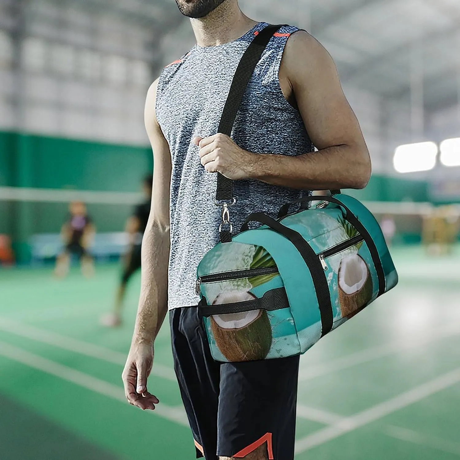 Gym Bag Coconut Drink Duffel Bag for Men Women Travel Overnight Bag with Shoe Compartment Workout Bags