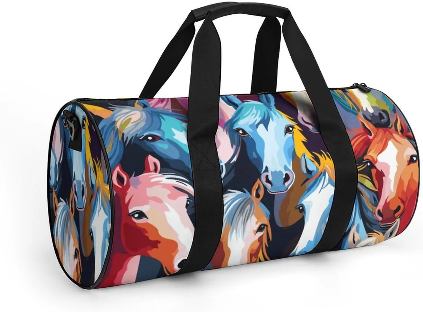 Gym Bag Colorful Cartoon Horses Duffel Bag for Men Women Overnight Bag with Shoe Compartment Workout Bags