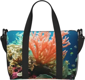 Gym Bag Coral Duffel Bag for Men Women Travel Overnight Bag with Shoe Compartment Workout Bags