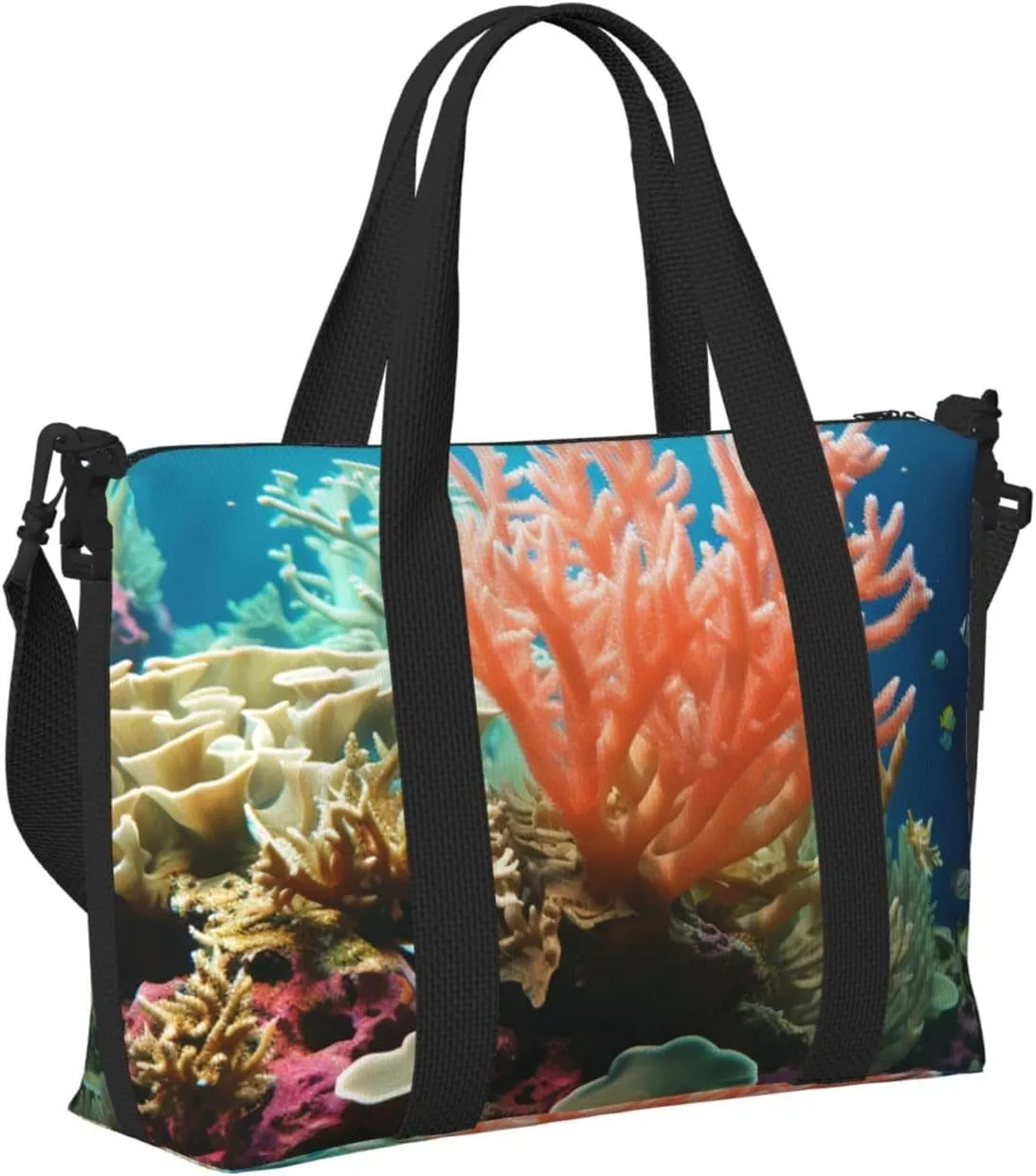Gym Bag Coral Duffel Bag for Men Women Travel Overnight Bag with Shoe Compartment Workout Bags