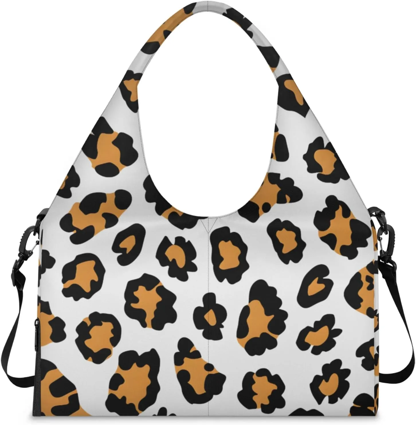 Gym Bag for Women Animal Leopard Print Duffel Bag with Shoe Compartment and Yoga Mat Holder Portable Weekender Bags Travel Tote Bags