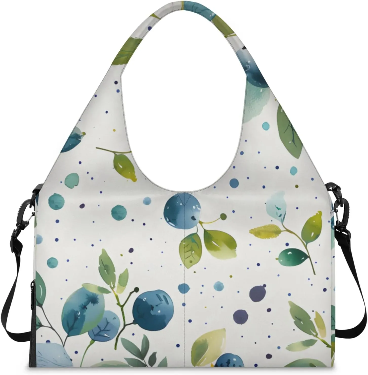 Gym Bag for Women Blueberry Watercolor Duffel Bag with Shoe Compartment and Yoga Mat Holder Portable Weekender Bags Travel Tote Bags