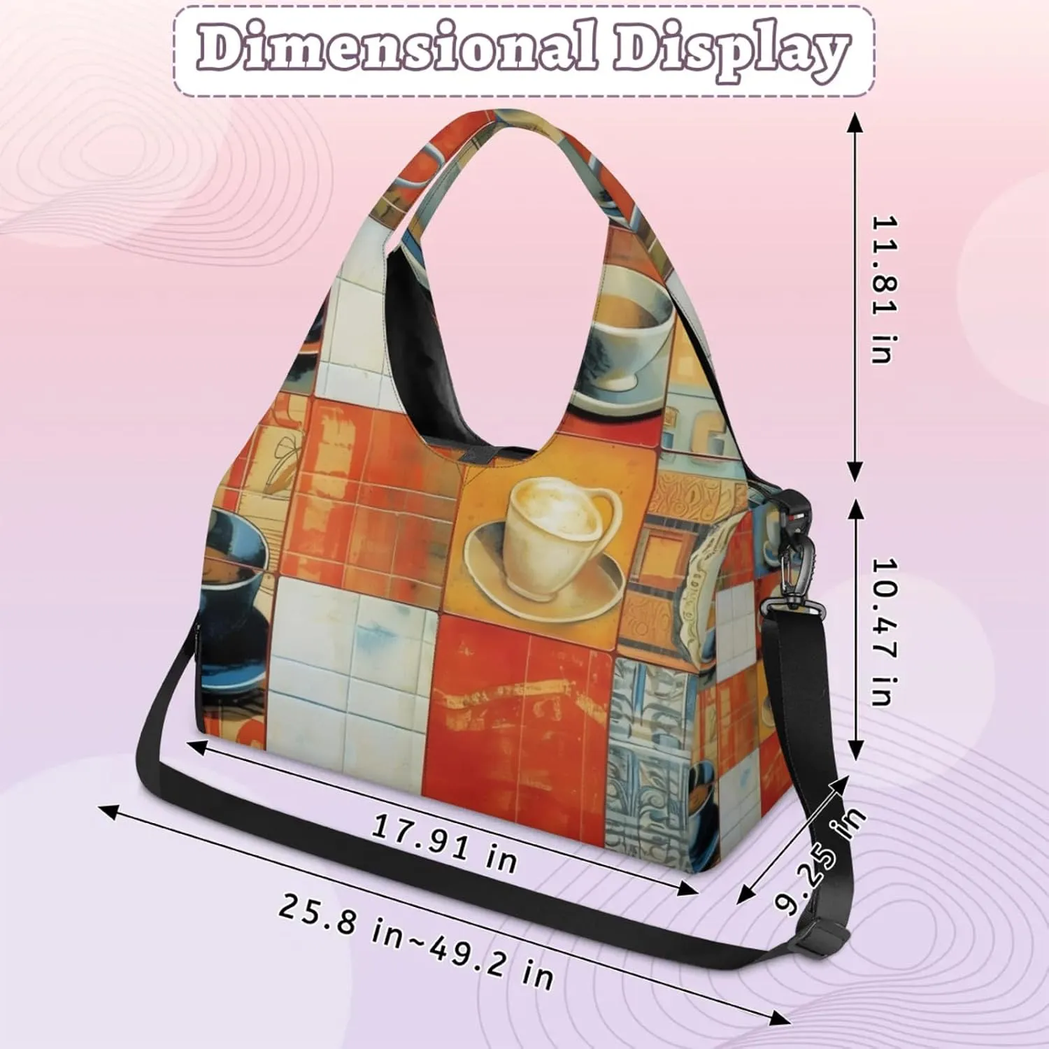 Gym Bag for Women Coffee Cup Duffel Bag with Shoe Compartment and Yoga Mat Holder Portable Weekender Bags Travel Tote Bags