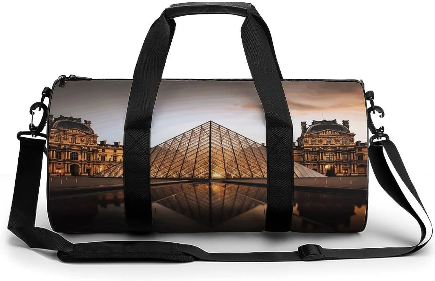 Gym Bag, Louvre Museum in Paris Printed Gym Bag,cylinder Gym Bag,sports Luggage Bag,weekend Luggage Bag