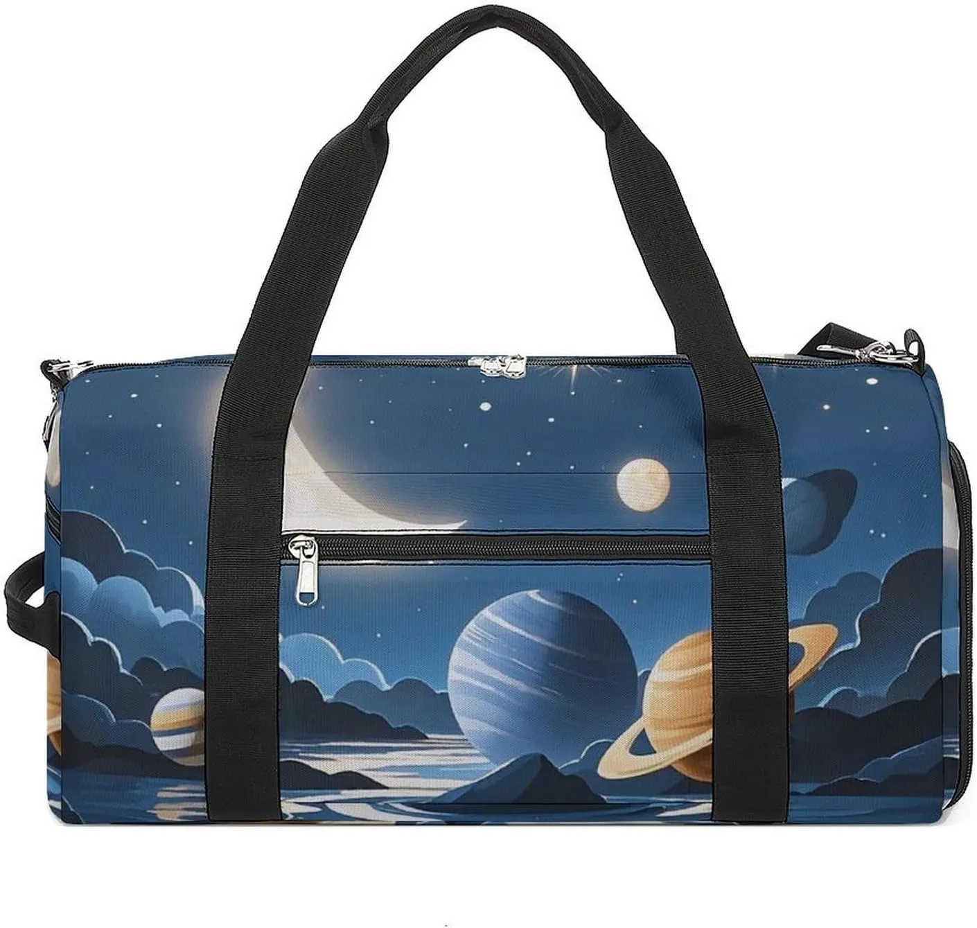 Gym Bag Moon Stars And Planets Duffel Bag for Men Women Travel Overnight Bag with Shoe Compartment Workout Bags