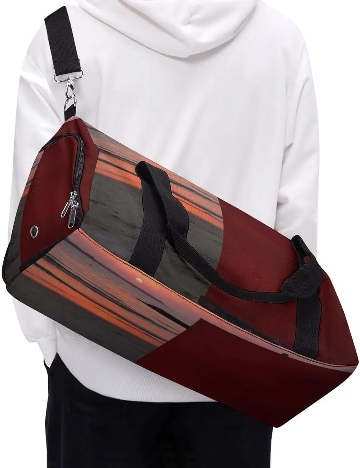 Gym Bag Painting Sunset by The Seaside Duffel Bag for Men Women Travel Overnight Bag with Shoe Compartment Workout Bags