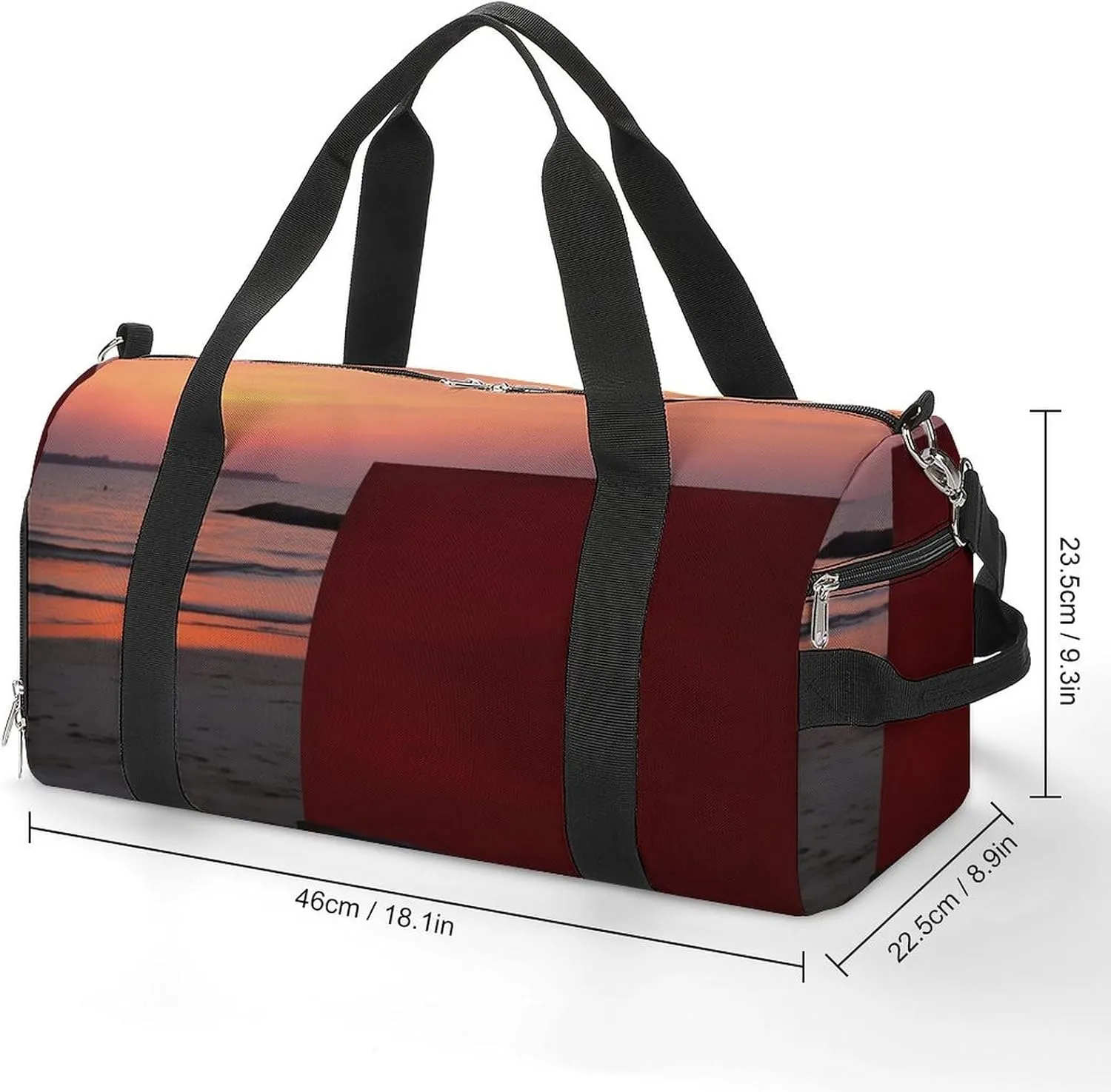 Gym Bag Painting Sunset by The Seaside Duffel Bag for Men Women Travel Overnight Bag with Shoe Compartment Workout Bags