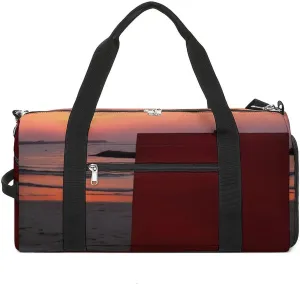 Gym Bag Painting Sunset by The Seaside Duffel Bag for Men Women Travel Overnight Bag with Shoe Compartment Workout Bags