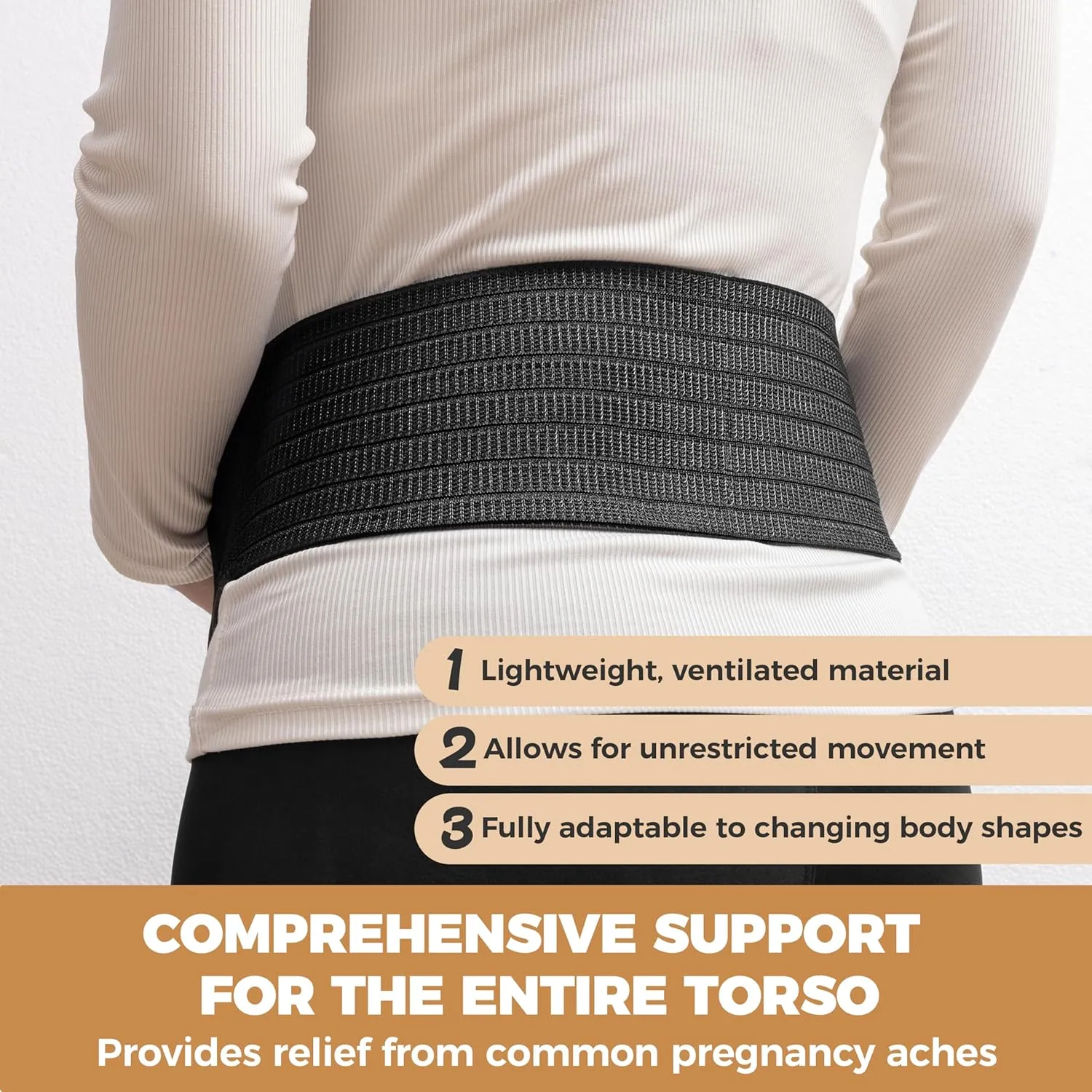 HAB Smart 3 in 1 Pregnancy Support Belt - Compression Belly Bands for Pregnant Women, Maternity Support Belt for Back/Pelvic/Hip Pain, Ultimate Comfort in Pregnancy (Black, One Size)