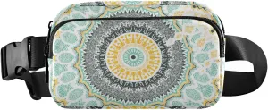 Hand drawn Ethnic Gold Mandala Arabic, Indian, Turkish and Ottoman Adjustable Fanny Waist Pack Pouch, Waterproof Runners Sports Waist Pack Wallet for Sports Hiking Fitness Cycling Gym Women Men