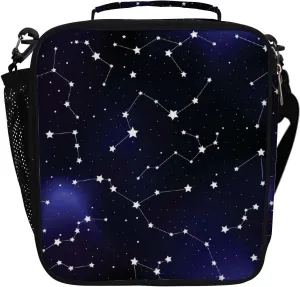 Hapuxt Lunch Box Lunch Bag with Adjustable Shoulder Strap Tote Astronomy Constellations Starry Sky Insulated Waterproof Outdoor Work Office Picnic for Women Men