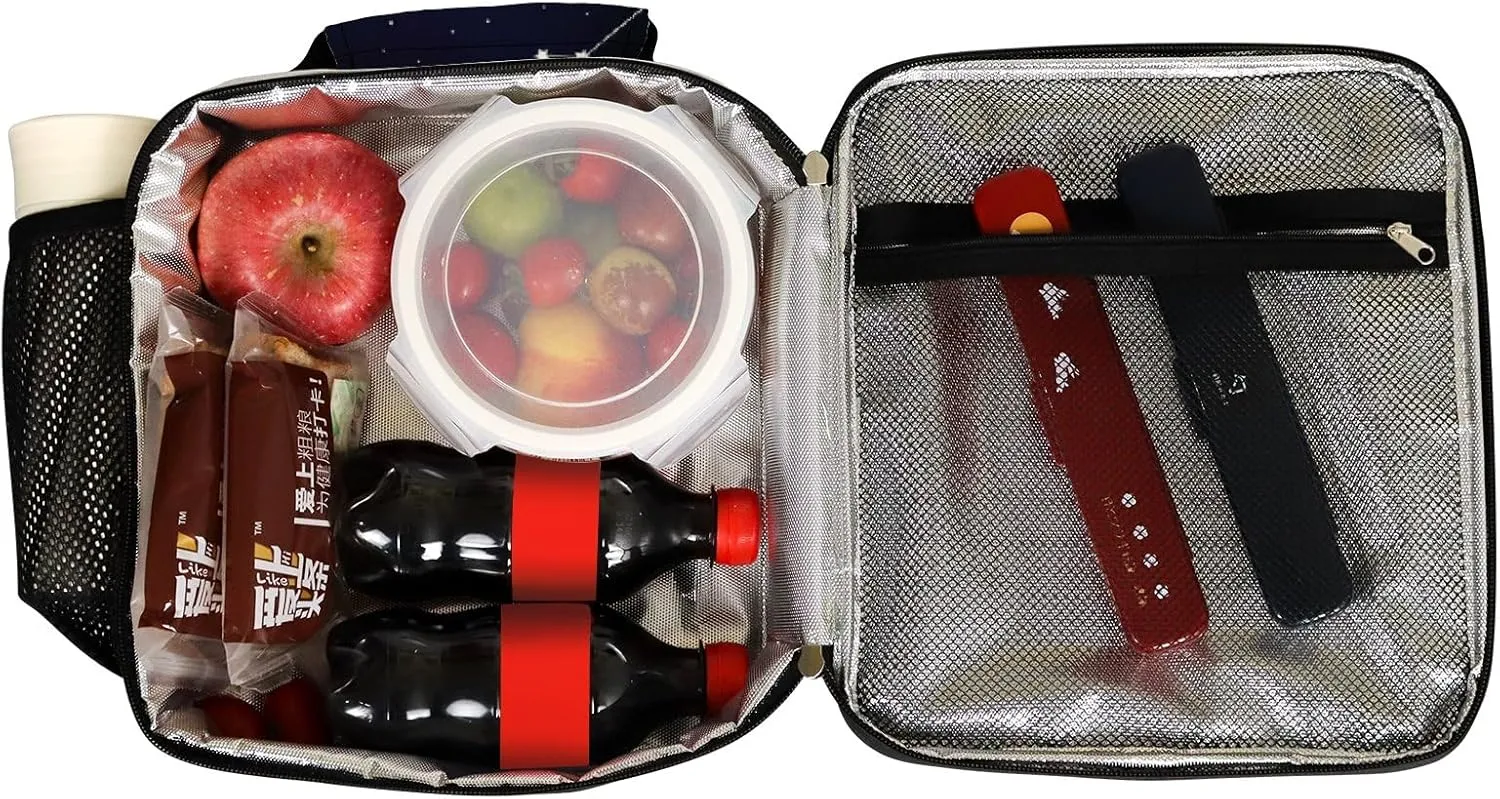 Hapuxt Lunch Box Lunch Bag with Adjustable Shoulder Strap Tote Astronomy Constellations Starry Sky Insulated Waterproof Outdoor Work Office Picnic for Women Men
