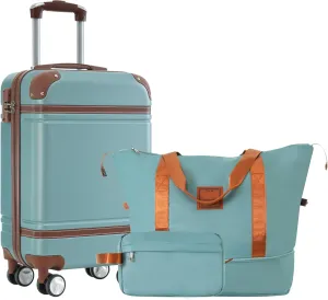 Hardshell Luggage Set for Effortless Travel, Includes 20” Suitcase and Bags, Stylish Green Color
