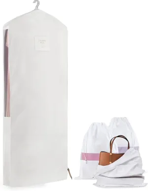 Hayden Hill Luxury Organic Cotton - Long Hanging Garment Bag and 3 Large Dust Bags for Handbags - Certified Carbon Neutral