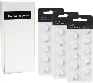 Hearing Aid Domes for Oticon Replacements, Oticon Minifit Open Vent Bass Domes (6 mm/3 Packs）, Universal Domes for Oticon Hearing Aid Supplies.