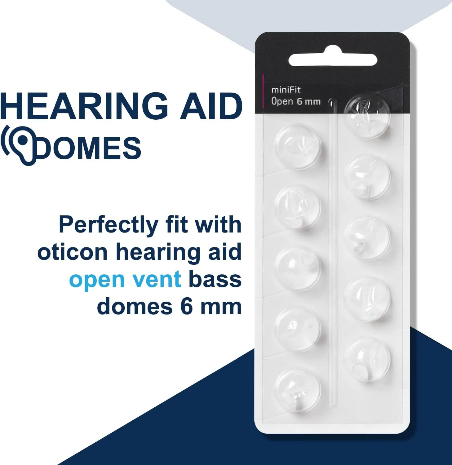Hearing Aid Domes for Oticon Replacements, Oticon Minifit Open Vent Bass Domes (6 mm/3 Packs）, Universal Domes for Oticon Hearing Aid Supplies.