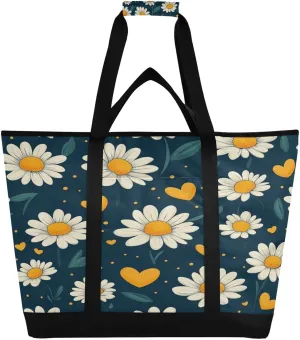Heart Colorful Reusable Insulated Lunchbox Cooler Bag, Leakproof Kitchen Grocery Bag Collapsible Portable Cooler Tote Bag for Picnic, Camping, Office, Travel