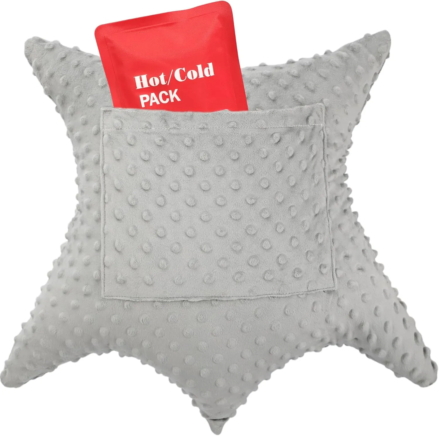 Heart Surgery Pillow Shock Absorbing for Open Heart Surgery After Bypass Coughing with 2 Pockets - Recovery Gifts with Hands Placement Pouch, Minky Dot Light Gray