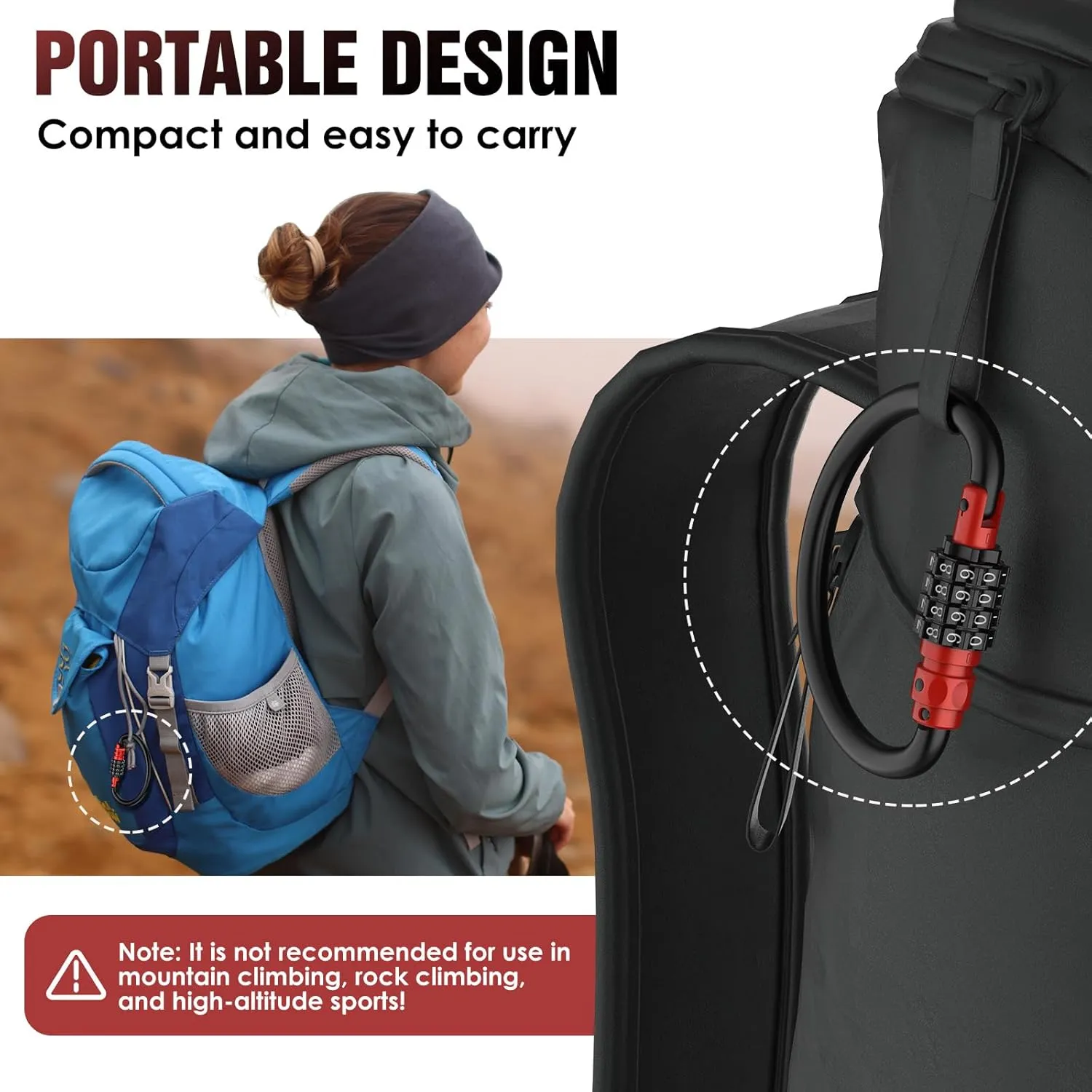 Heavy Duty 4-Digit Combination Locks, 4-Digit Combo Large D-Shaped Carabiner Clip Lock for Backpack, Helmetlok, Suitcase Luggage & Bike Security (1, Red)