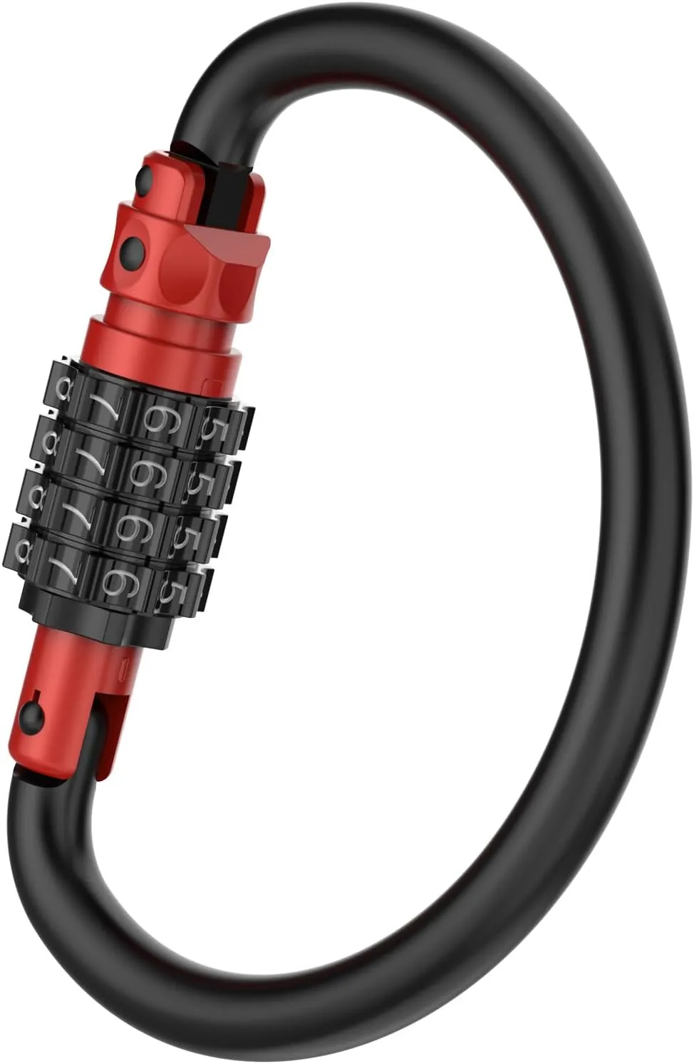 Heavy Duty 4-Digit Combination Locks, 4-Digit Combo Large D-Shaped Carabiner Clip Lock for Backpack, Helmetlok, Suitcase Luggage & Bike Security (1, Red)