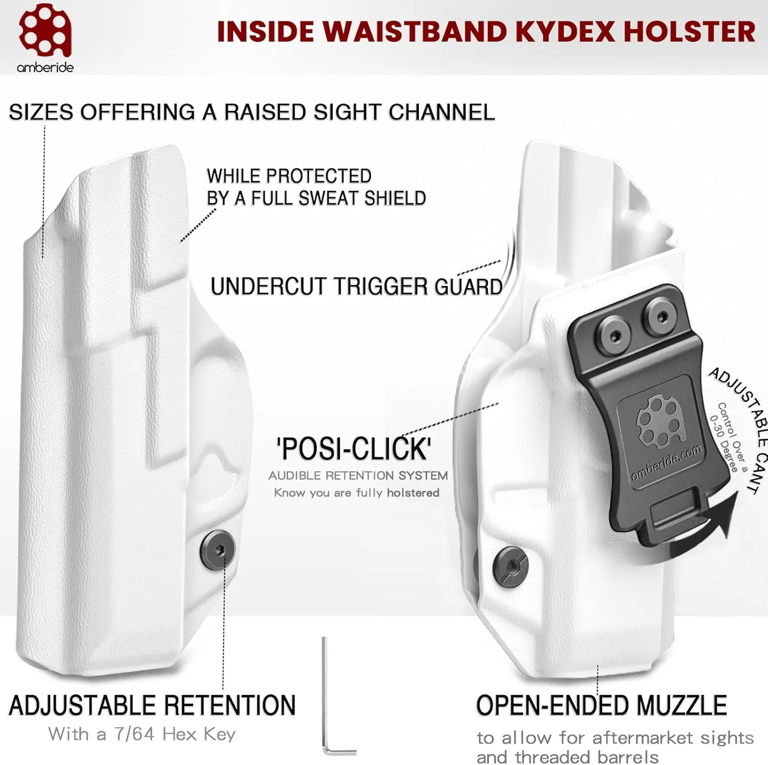Hellcat Holster IWB Kydex Holster Custom Fit: Springfield Armory Hellcat Pistol – Inside Waistband Concealed Carry – Adjustable Cant & 'Posi-Click' Retention – No Wear/Jitter - US Made by Amberide