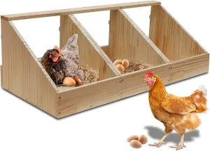 Hens Nesting Box, 3 Packs Single Compartment Solid Wood Chicken Nesting Boxes for UP to 15 Hens, Large Duty Laying Nest Box for Duck and Poultry (3 Packs)