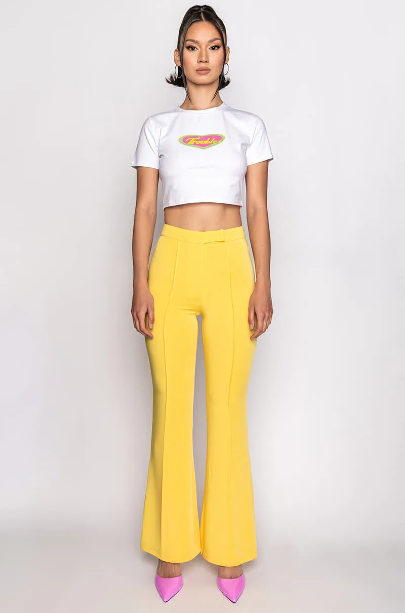 HERE COMES TROUBLE EMBELLISHED SHORT SLEEVE TEE