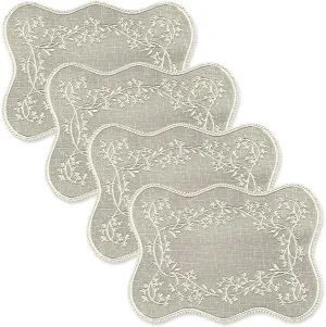 Heritage Lace SD-1420E-S 14 x 20 in. Sheer Divine Placemat - Ecru - Set of 4