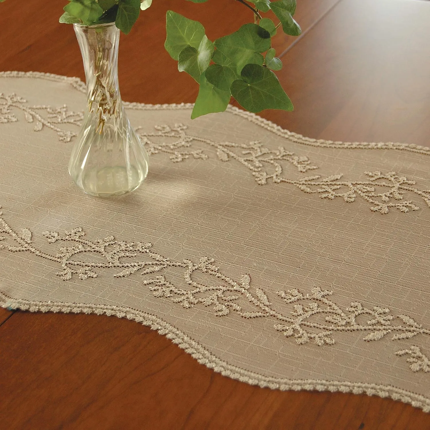 Heritage Lace Sheer Divine 14x32 Runner, Flax