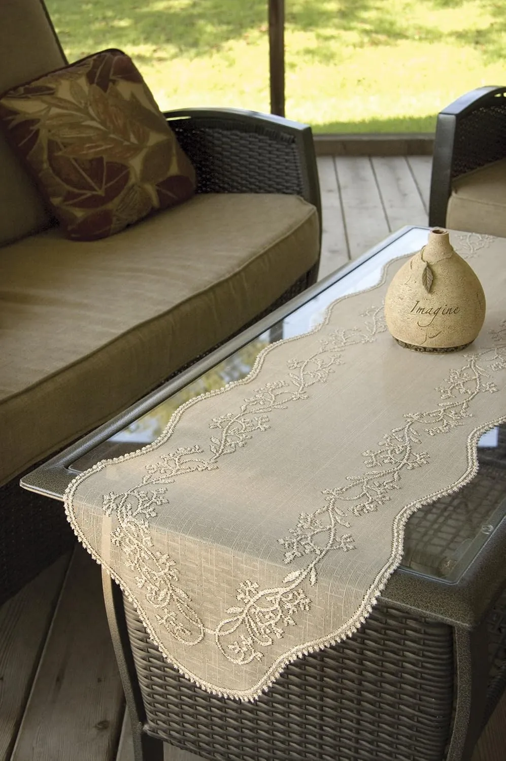 Heritage Lace Sheer Divine 14x72 Runner, Ecru
