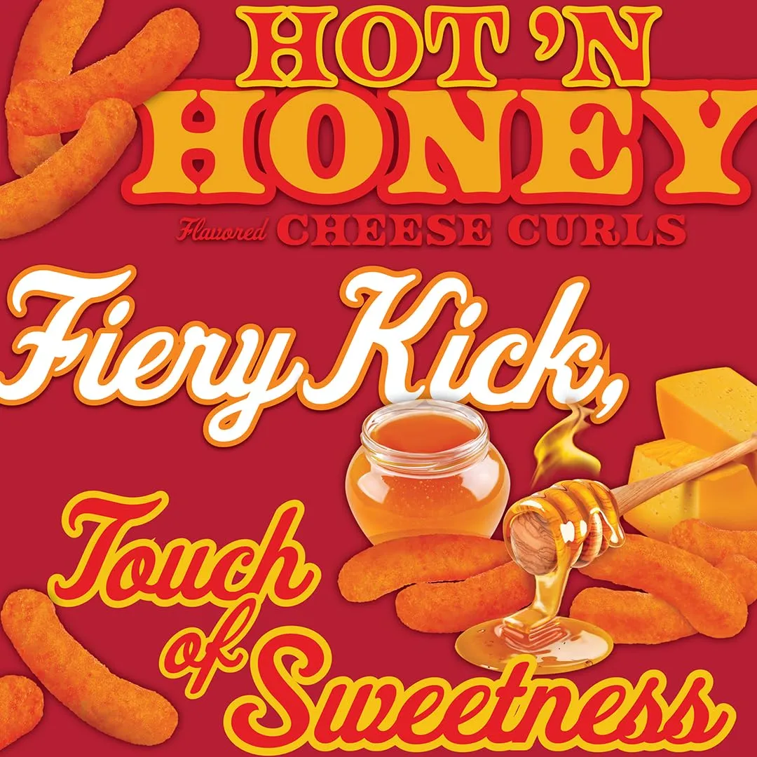 Herr's Hot & Honey Cheese Curls, 6 Ounce (Pack of 6 Bags) – Spicy and Sweet Cheese Curls – A Snack with the Perfect Flavor Balance