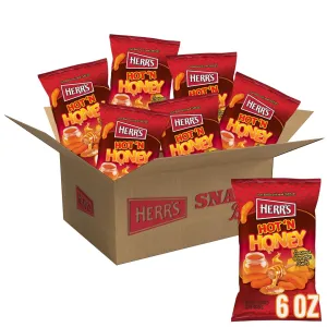 Herr's Hot & Honey Cheese Curls, 6 Ounce (Pack of 6 Bags) – Spicy and Sweet Cheese Curls – A Snack with the Perfect Flavor Balance