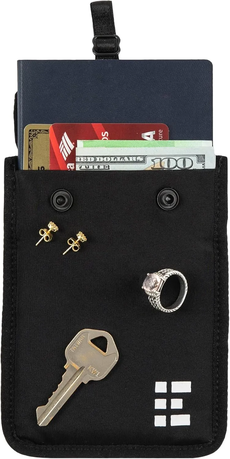 Hidden Bra Wallet - Travel Pouch and Secret Pocket for Passport, Money, Credit Cards - Undercover Stash for All Bra Sizes - Secure, Comfortable, Machine Washable - Midnight
