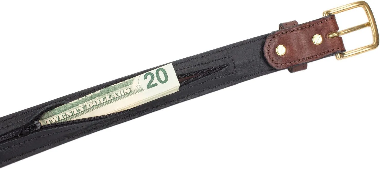 Hidden Money Pocket Travel Leather Belt