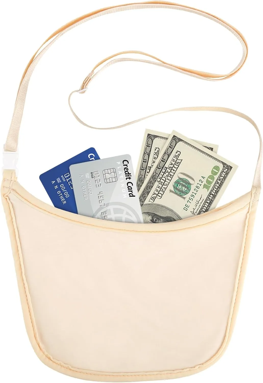 Hidden Wallet Travel Hidden Wallet Under Clothes Undergarment Crossbody Secert Body Pouch for Passport Money & Valuables(Fleshcolor)